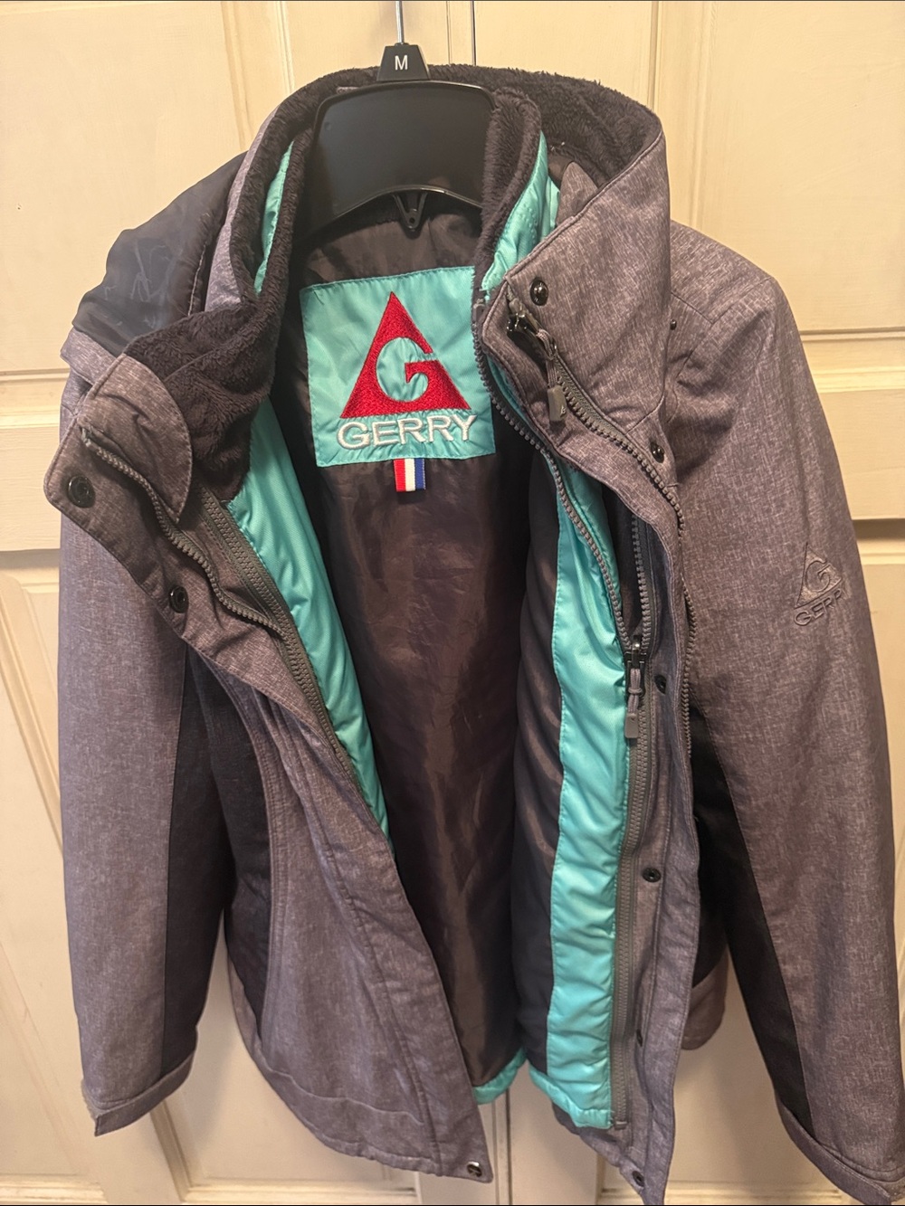 Gerry women 3-in-1 Ski Jacket Gray Turquoise Zip-Out Inner Jacket Size M